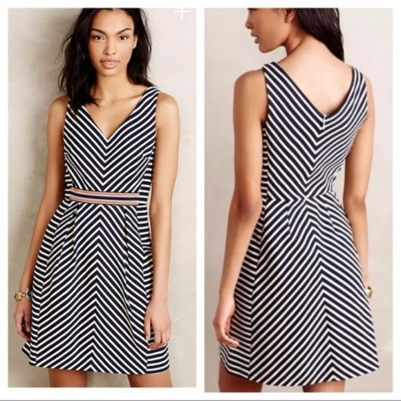 Anthropologie Dresses & Skirts - Anthropologie Maeve Navy Mitered Striped Dress